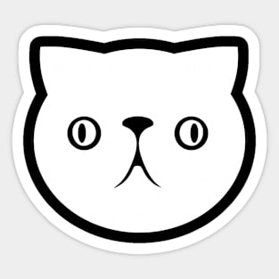 Persian cat's face. Derpy, cute chonk in white ink Sticker